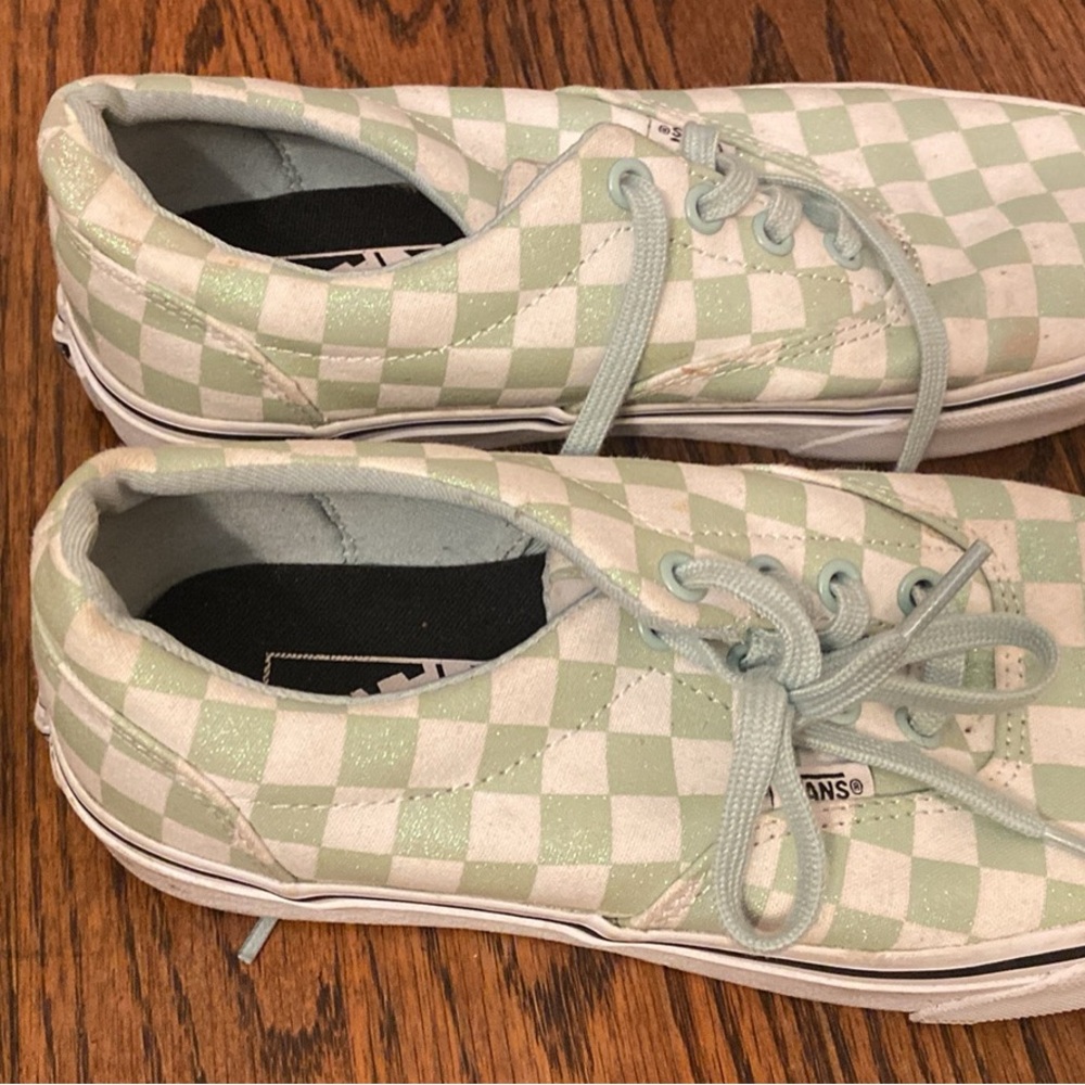 Vans Checkered Sneakers in Mint Green and White